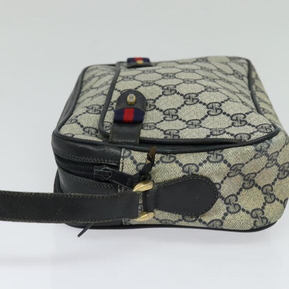 GUCCI GG Supreme Sherry Line Bag Pvc Navy Gold Red 904 02 049 - Picture 4 of 13